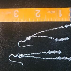 Silver Minimalist Chain Earrings with Sparkling Beads